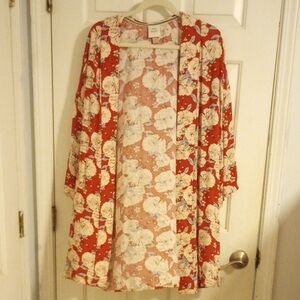 Chic Floral Kimono Robe in Red